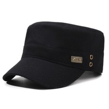 Men Casual Flat Top Hat Military Style Breathable Sun Cap Adjustable Outdoor New
