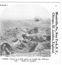 Battle of Cambrai, Soldiers in Shell Craters, 1978 Reproduction Stereoview