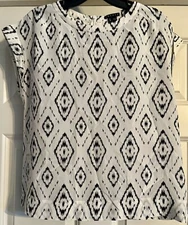 Theory Classic Silk Ikat Size P (XS) Pullover Zip Back Cuff Sleeve Blouse