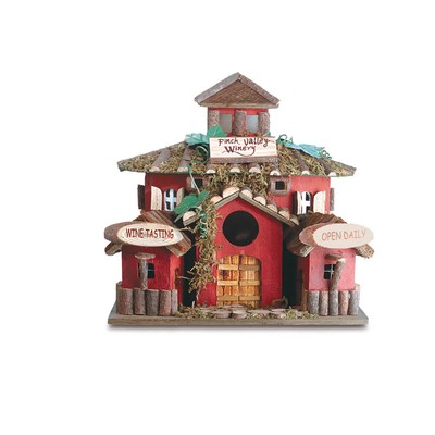 Winery Birdhouse Cottage Outdoor Yard Garden Wildlife Hanging Wood Lawn Feeder
