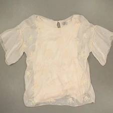 Angela Moda Silk Blend Blouse Sz Large Pink Floral Embroidery Romantic Boho Y2K