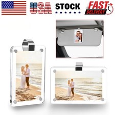 Acrylic Car Picture Holder Magnetic Car Clips Picture Frame Fridge Photos Frame