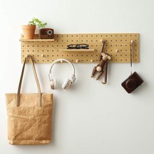 Wooden Pegboard Modular Display Storage Wall Hook Shelving Unit Color: Oak 