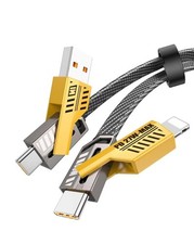 4Ft 65W 4 in 1 Multi Charging Cable Flat Braided USB C Charge Cord Data Transfer