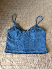 Express Women s Denim Sweetheart Neckline Corset Tank Top Size 12