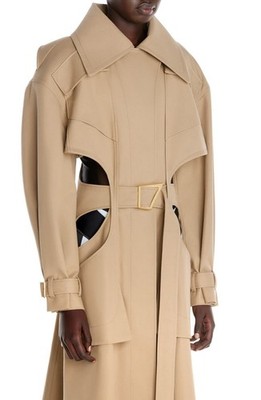 Mugler Gabardine Cutout Trench Coat Size 36 NWT