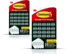 Command Outdoor Light Clips, 40 Clear and 48 Strips, Damage Free Hanging with We 0.86 per strip