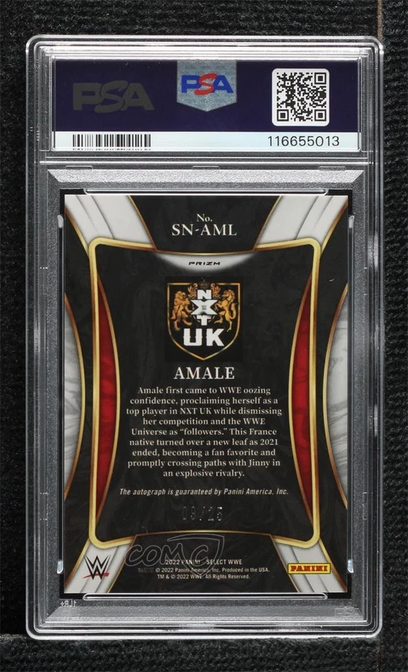 2022 Panini Select WWE Tie-Dye Prizm /25 Amale PSA 10 GEM MT Rookie Auto RC - Image 2 of 2