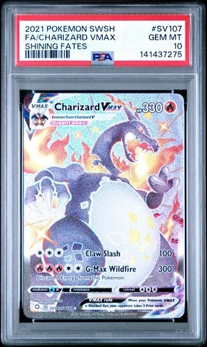 CHARIZARD VMAX 2021 POKEMON SWORD & SHIELD SHINING FATES #SV107 FULL ART PSA 10