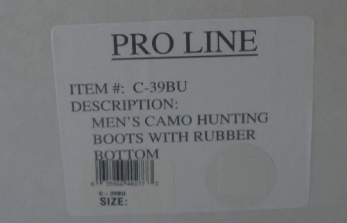 Proline C39BU-8 Mens 10 1/2" Rubber Cordura Hunting Boots Mobu - Image 3 of 3