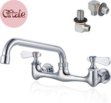 8 Inch Center Wall Mount Commercial Sink Faucet - 8" Swivel Spout Utility Faucet