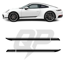 Compatible With Porsche 911 Double Hockey Style Side Stripe Decals - Dual Tapere