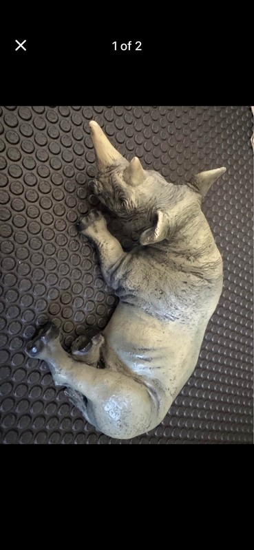 Gray Rhinoceros Figurine Lying Down Collectible Rhinoceros Sculpture Figurine