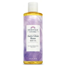 HERITAGE STORE Aura Glow Rose Body Oil, Luxurious Body Moisturizer for Dry Skin,