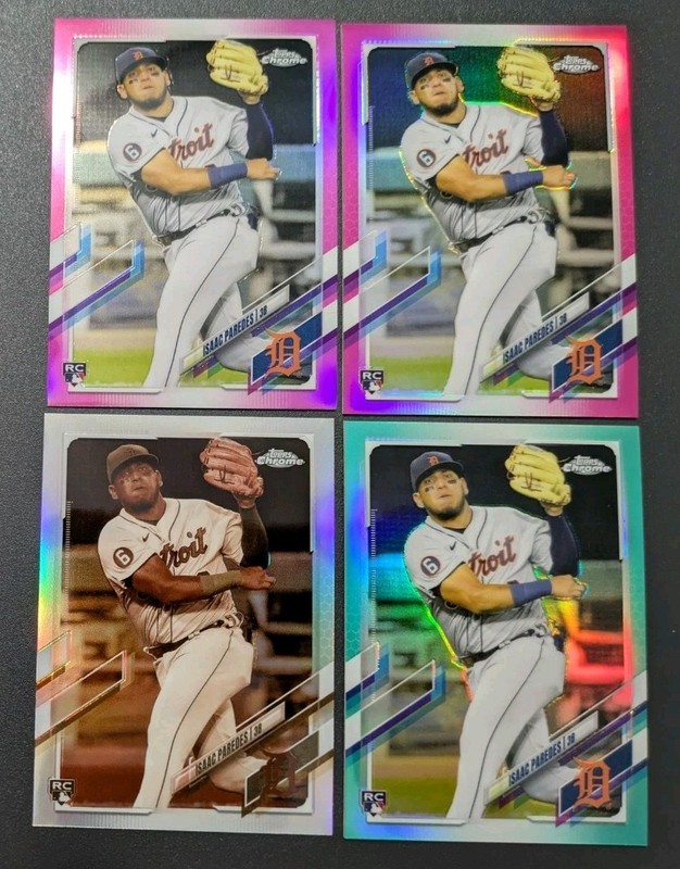 Isaac Paredes 2021 Topps Chrome AQUA #/199, MAGENTA #/299, PINK, SEPIA RCs HOU