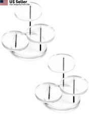 QWORK 2 Pack 3 Tier Clear Round Acrylic Display Riser Stand Jewelry Figurine Set