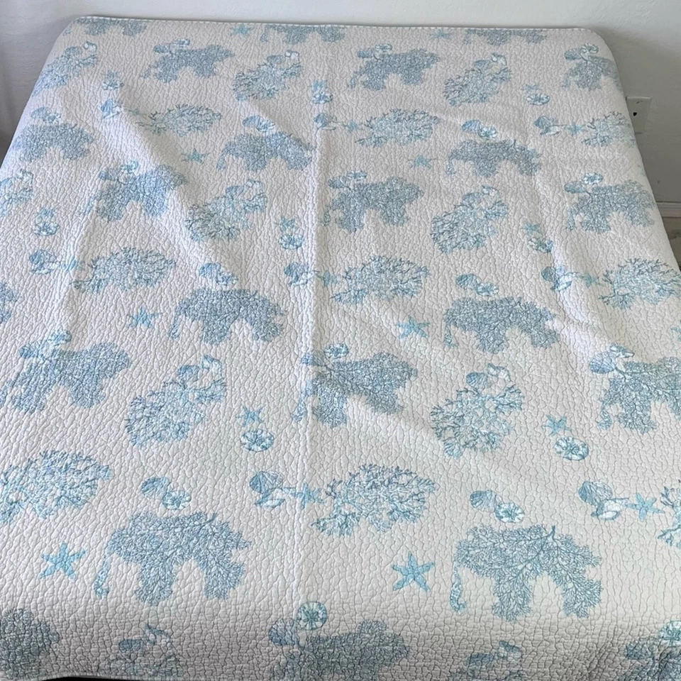 Colcha edredón SIGRID OLSEN HOME "85 x 81,5" Sea Life manta acolchada algodón Foto 2 de 4