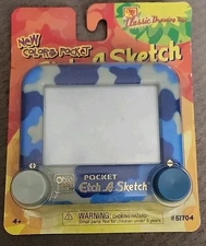 Vintage 2004 Pocket Etch A Sketch Ohio Art New Colors Camouflage Blue!! NEW!!