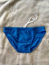 Men’s Blue Swim Brief, Large, Drawstring, Front Lined, NWOT