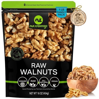 Nut Cravings Raw Walnut Halves & Pieces   Unsalted, Shelled, Fresh Walnut