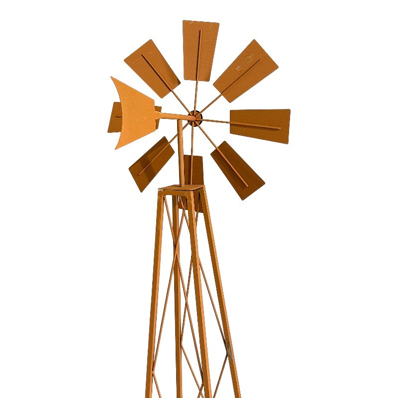 Moulins rouille en lot de 3 aux dimensions 40x41x170cm pour decoration