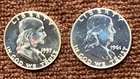 Proof Franklin 50c 1957-P 1961-P. Free Shipping. Lot Of (2).