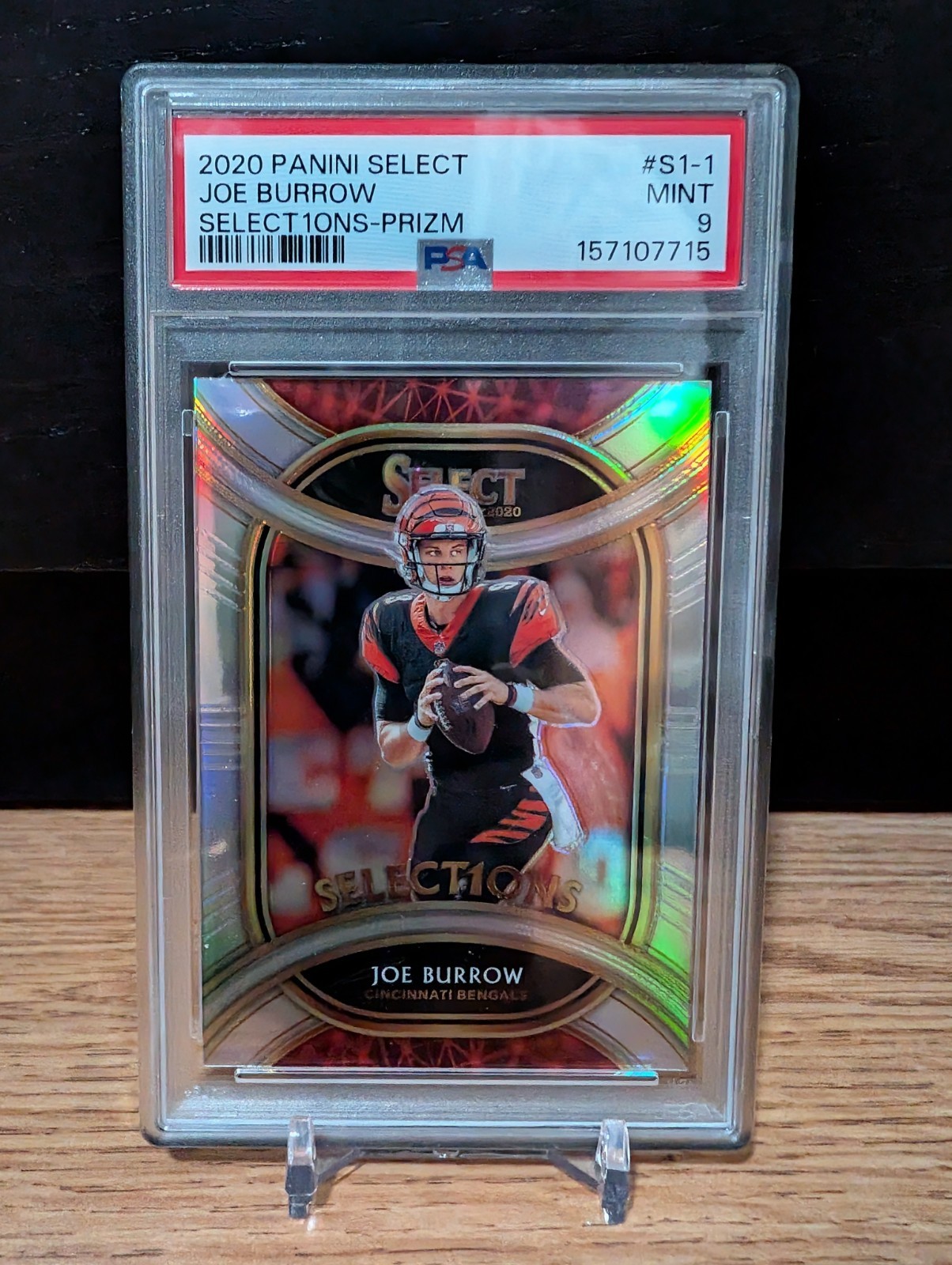 2020 Joe Burrow Panini Select Rookie (RC) (Select1ons-Prizm) #S1-1 PSA 9 MINT