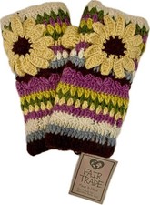 Fair Trade Hippie Wool Fleece Fingerless Texting Gloves Hand Warmers 6011