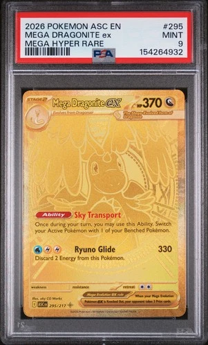 2026 POKEMON ASC EN-ASCENDED HEROES MEGA HYPER RARE #295 MEGA DRAGONITE EX PSA 9