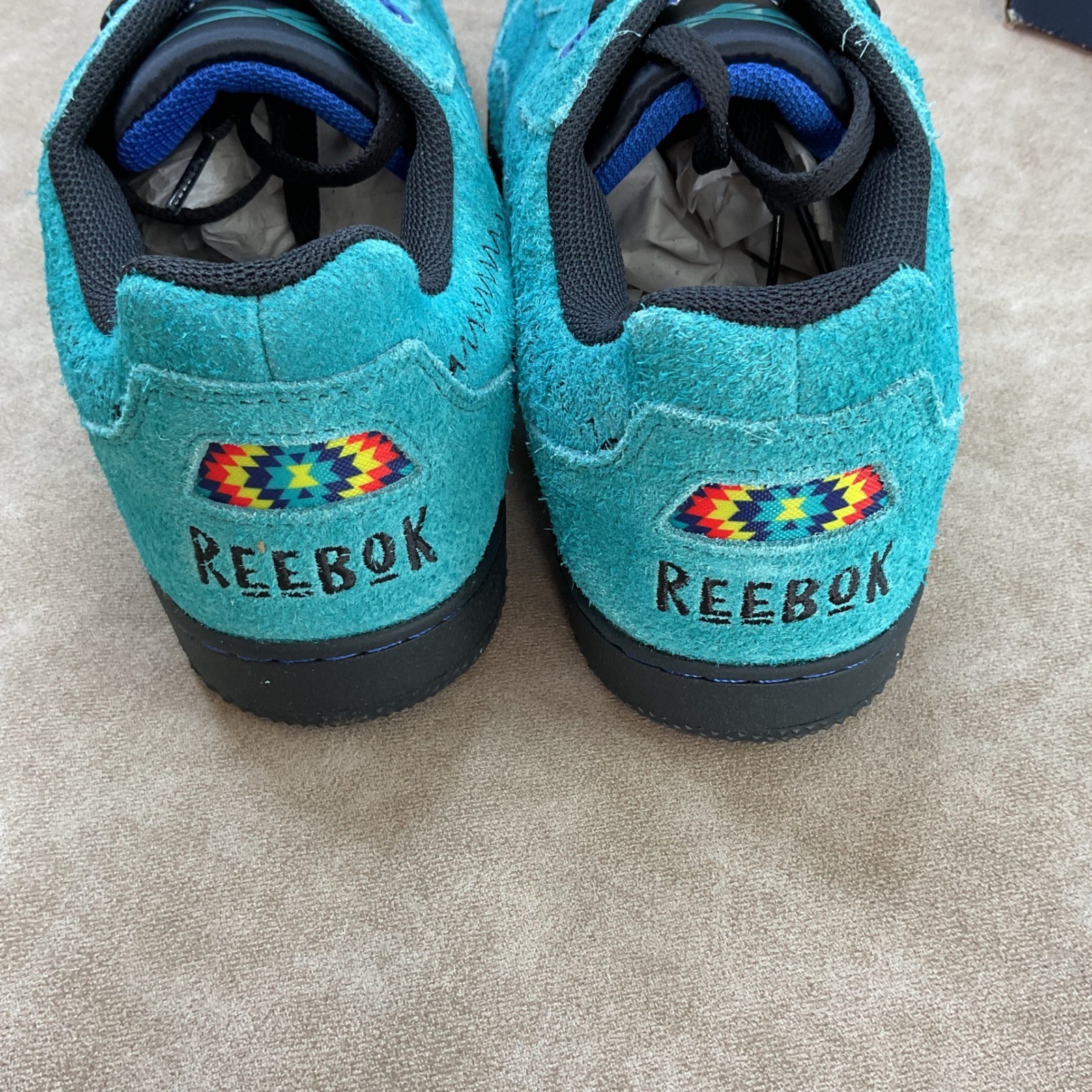 Reebok BB 4000 II Basketball Shoes Teal Suede Mens Size 10 thumbnail 4
