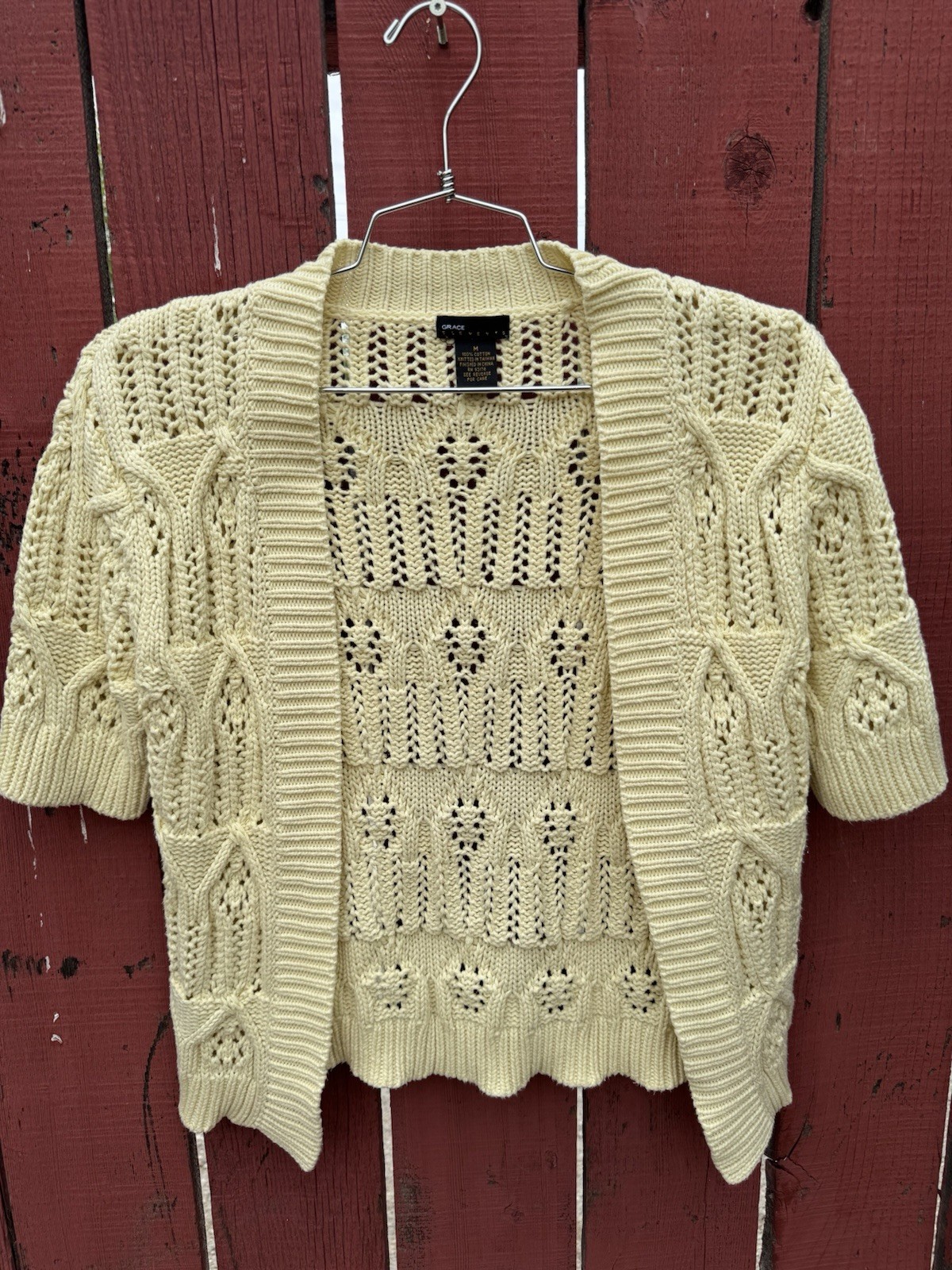 Grace Elements Yellow Cardigan Sweater Chunky Kni… - image 1