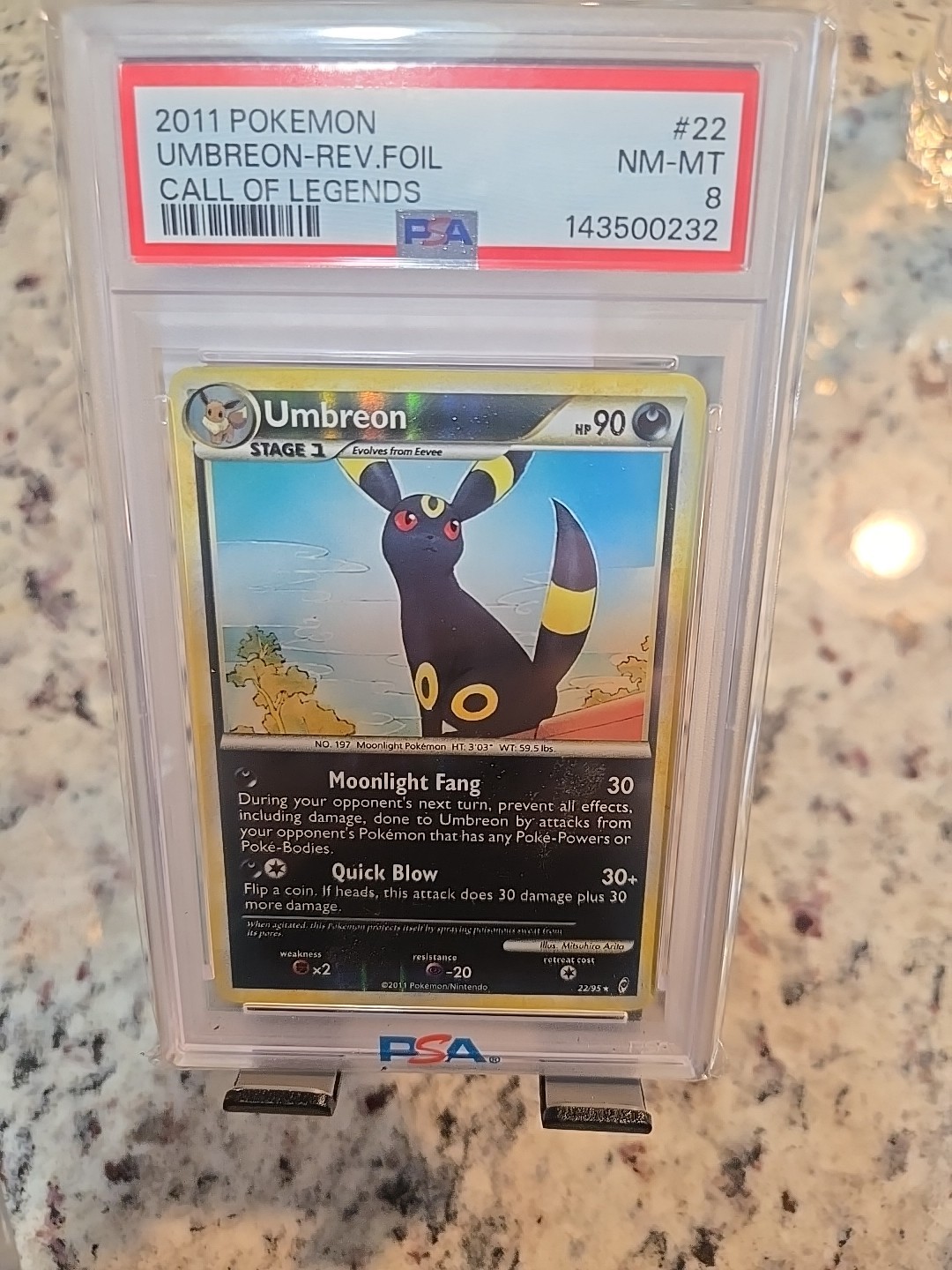 2011 POKEMON CALL OF LEGENDS UMBREON #22 REVERESE FOIL PSA 8 NM 