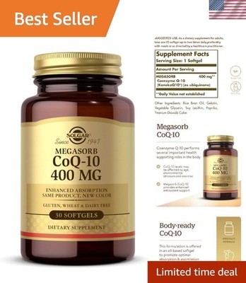Megasorb CoQ-10 400 mg - Enhanced Absorption, 60 Gluten Free Softgels