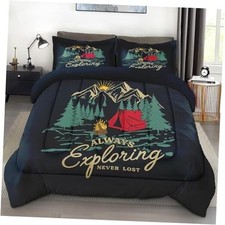 Comforter Set Size, College Camping Vintage Soft Bedding Full Adventure Camping