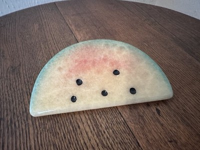 Vintage Alabaster Watermelon Slice Paperweight Vintage Decor
