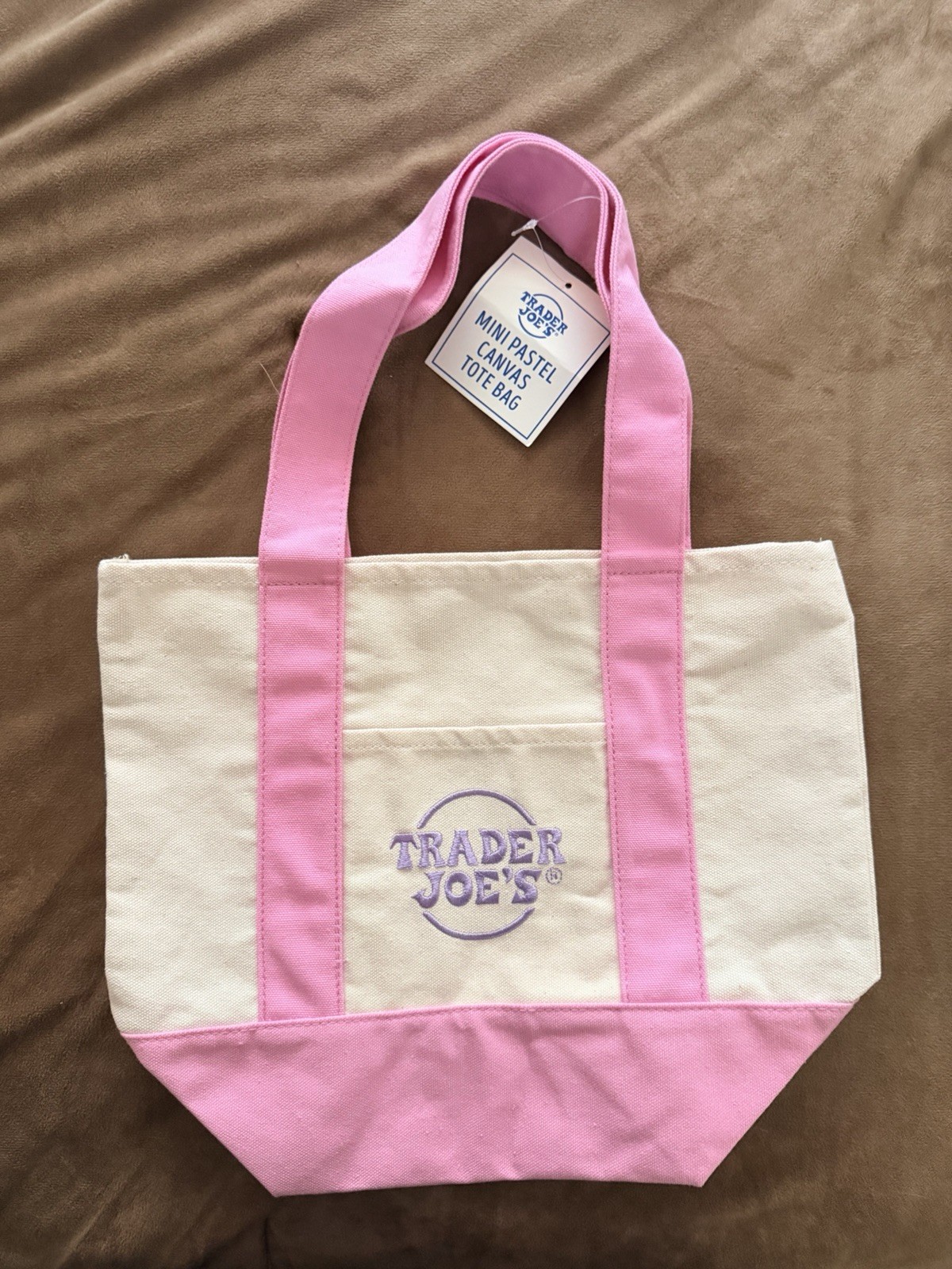 Trader Joe's Mini Canvas Tote Bag - Pastel Pink