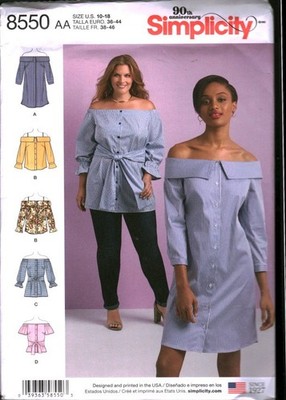 8550 UNCUT Simplicity Sewing Pattern Misses Dress Tunic Top Off Shoulder OOP