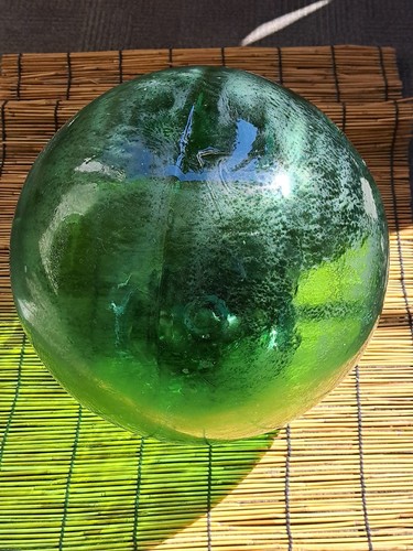 Galleggiante da pesca vintage in vetro giapponese verde chiaro grande 11,8" - Foto 11 di 13