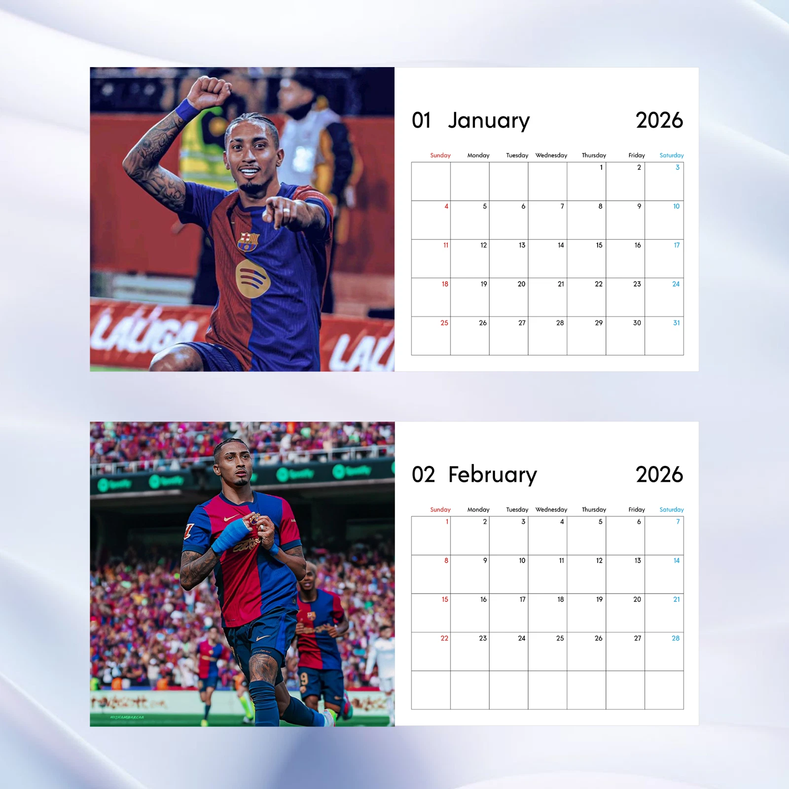 Raphinha 2026 Calendar, FC Barcelona Player Calendar, Football
