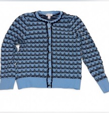 Charter Club Blue Textured Knit Cardigan Button Front Classic Women M