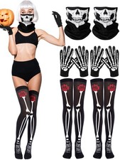 Chicingyou 2 Sets 10 Pcs Halloween Skeleton Gloves One Size, Black and White