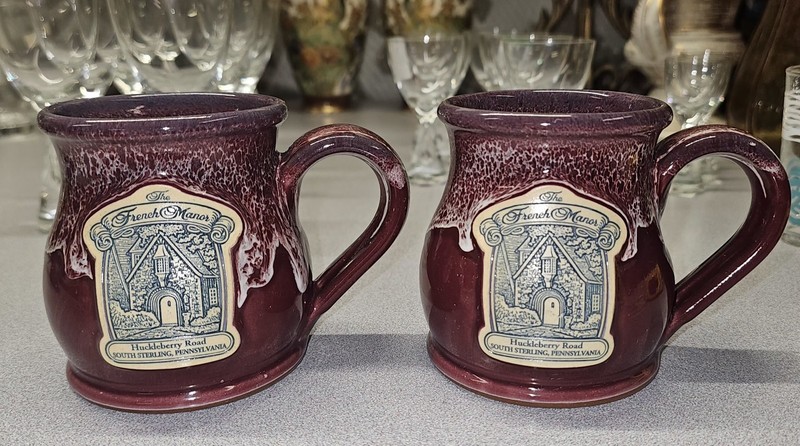 2 Deneen Pottery Hand-thrown Drip Glaze Mugs The French Manor South Sterling, PA