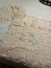 Vintage Satin And Lace Crib Nursery Set Pillowcase And Quilt
