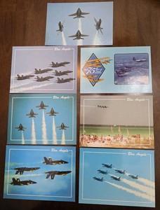Lot Of 7 Blue Angels Vintage Postcards Pensacola FL Naval Aviation 75th 40th 