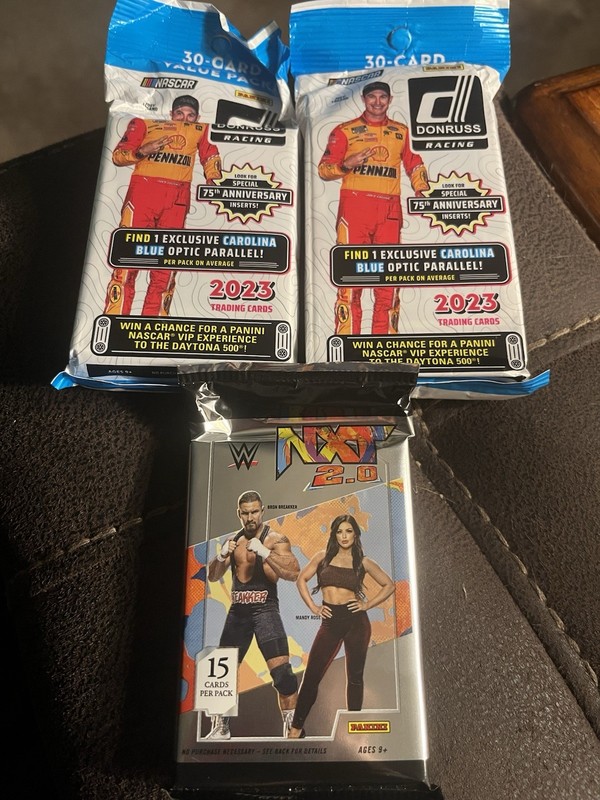 Lot Of 2 2023 Donruss Racing Value Packs And 1 NXT WWE Wrestling Pack New/Sealed