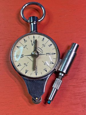 Route Marker No. 1114, Map Measur with Compass Vintage.