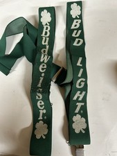 Budweiser St. Patrick's Day Shamrock Adjustable Clip-On Green Suspenders