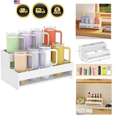 Water Bottle Organizer 2-Tier Tumbler Holder for Cups Wine Bottles Kitchen St...