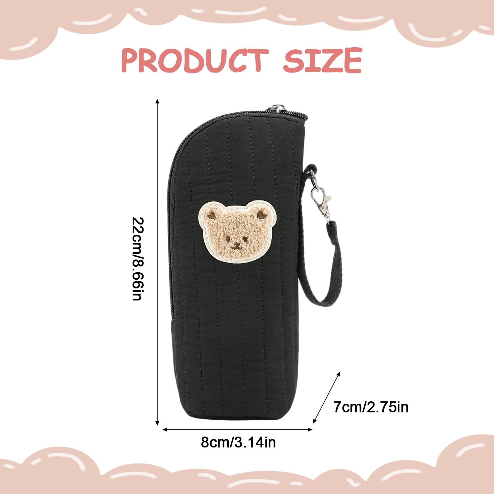 Sac isotherme pour biberon beige à motif ours de 2L pour poussette - 2