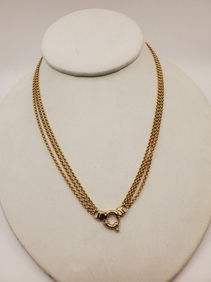 14k Yellow Gold Ladies Tripple Rolo Necklace   18'' Italy